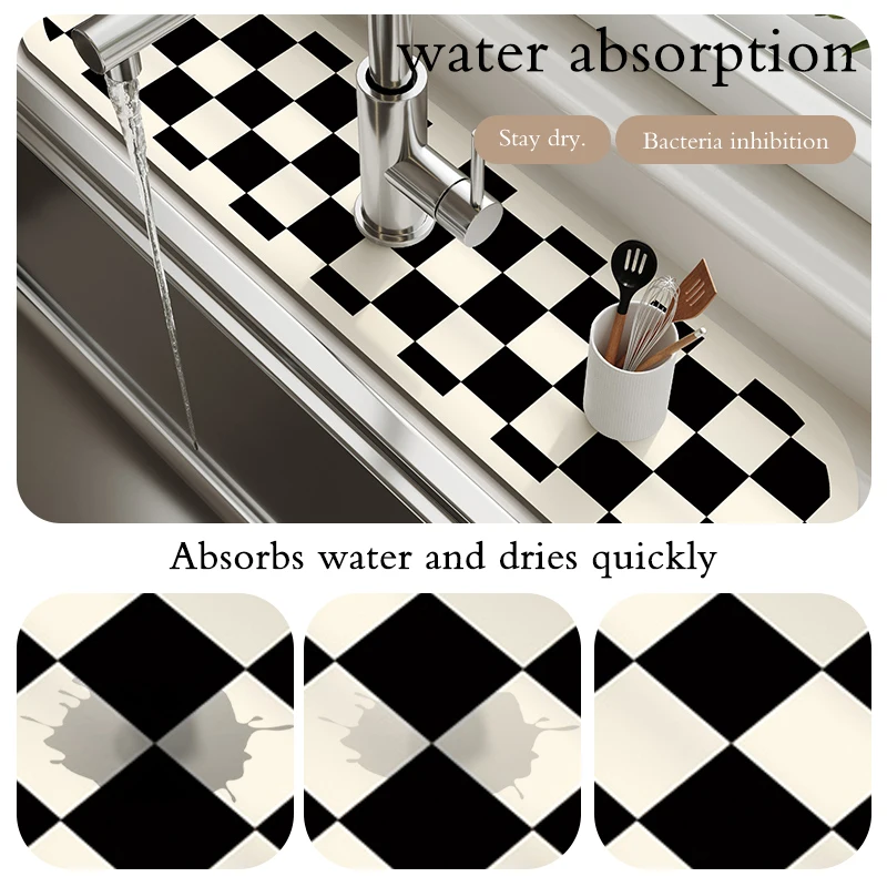 Classic Diotomite Sink Faucet Kitchen Table Mat Toilet Drain Pad Absorbent Non-slip Anti-mildew Mat Countertop Dining