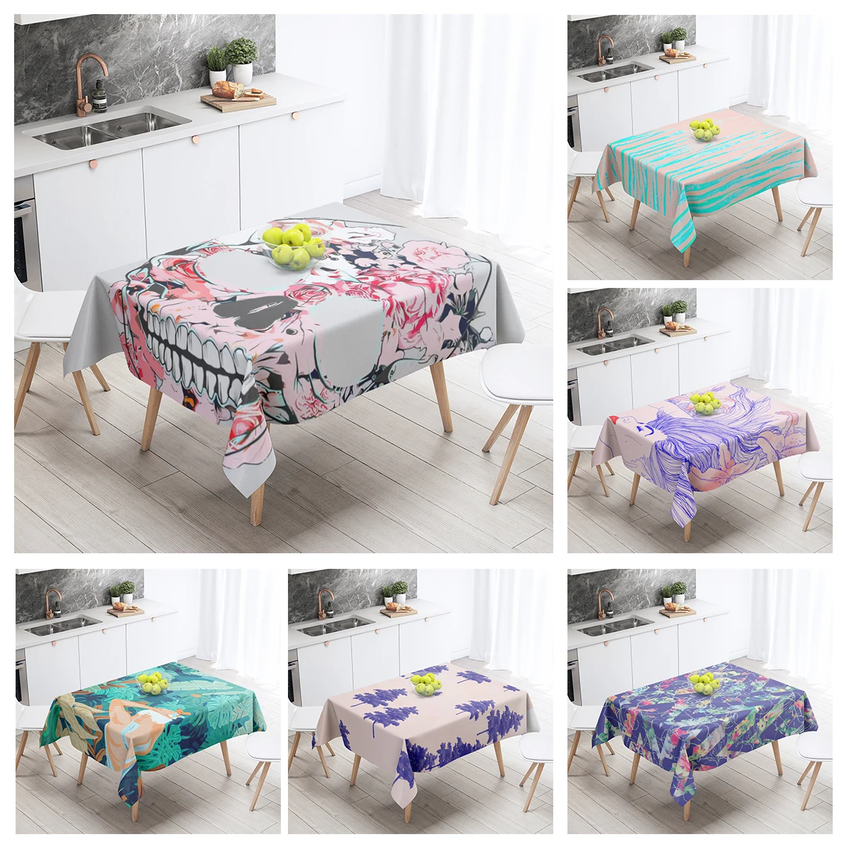 Home tablecloths for dining decoration and rectangular table accessories waterproof cloth Anti-stain restaurant abstract plant