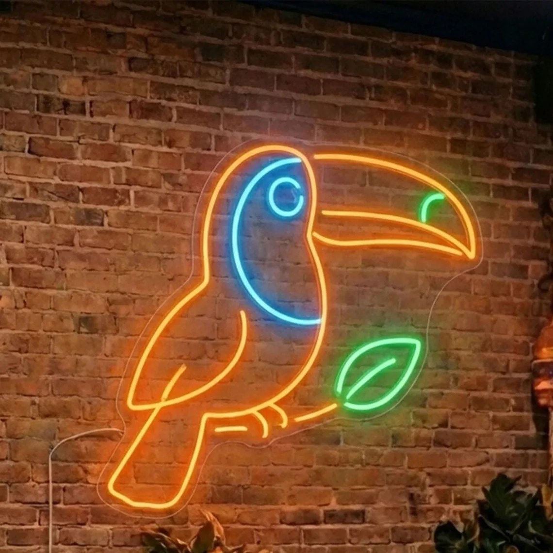 Toucan Neon Sign LED Tropical Bird Wall Art, Beach Bar Home Decor, Coffee Bar Bedroom Room Decoration, Gift for Bird Lover