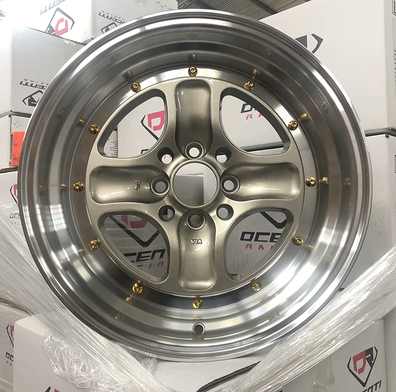 Factory Price 15 17 16 Inch 4 Holes Aftermarket Gold Colored Car Alloy Wheels Rim with 8 Hole