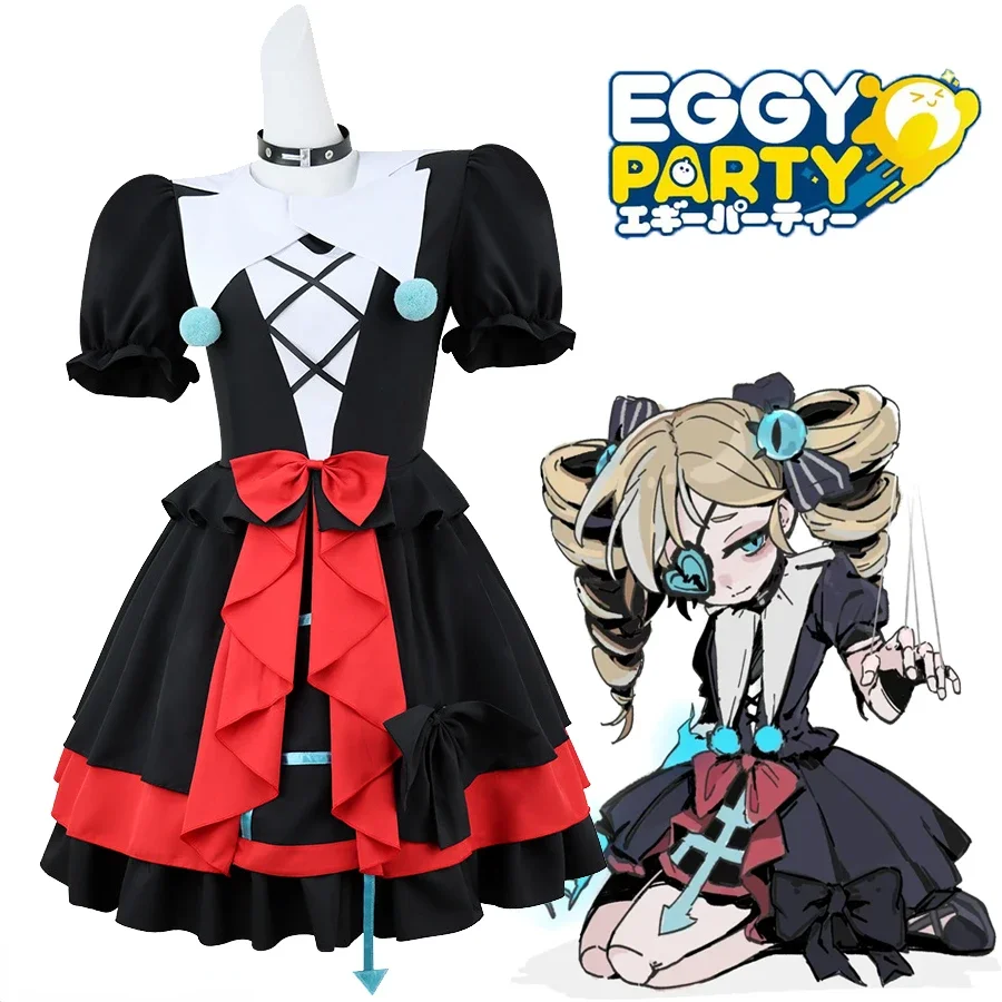 

New Game Eggy Party Stella Cosplay Costume Women Girl Uniform Clown Girls Dress Shawl Full Set Suits Halloween Carnival Outfits