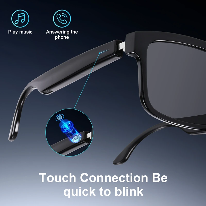 Smart Bluetooth Audio Glasses Stylish HD Speakers & Mic for Wireless Music & Calls UV400 Sunglasses with Magnetic Charging Case view 3