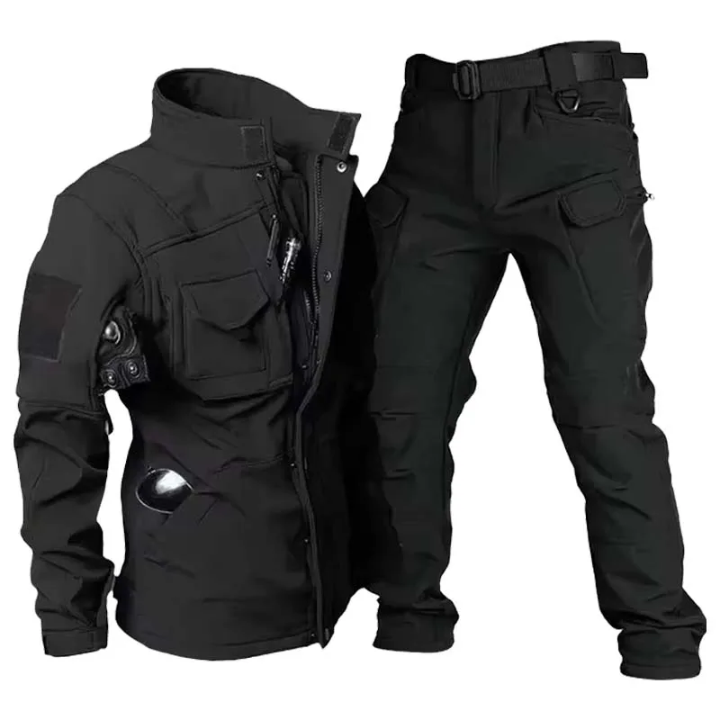 Tactical Sets Mens Fleece Warm Uniform Combat Jackets Outdoor Multicam Hunting Cargo Pants Airsoft Kits Training Workwear Suit