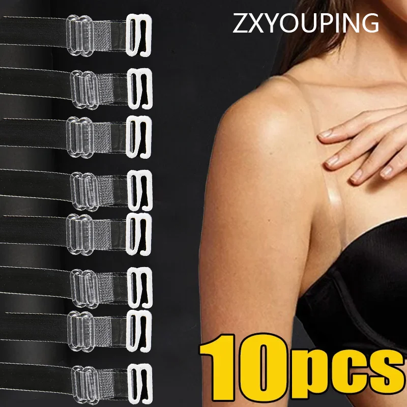 10pair Invisible Transparent Bra Buckle Belts Shoulder Straps Transparent Non-slip Strap Adjustable Bra Straps Underwear Accesso