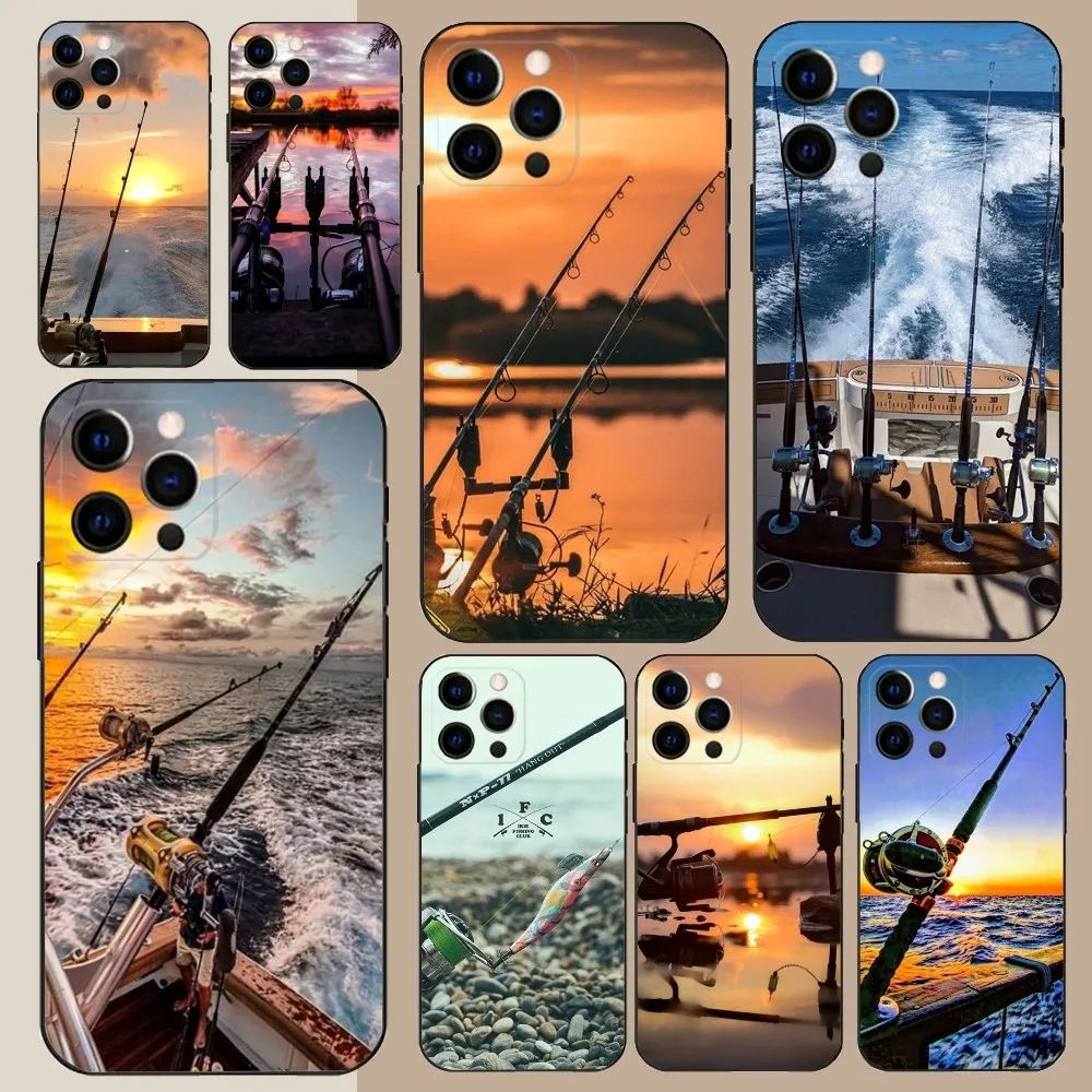 

fishing Phone Case For Apple iPhone 15,14,13,12,11,Pro,X,XS,Max,XR,Plus,Mini Soft Black Cover