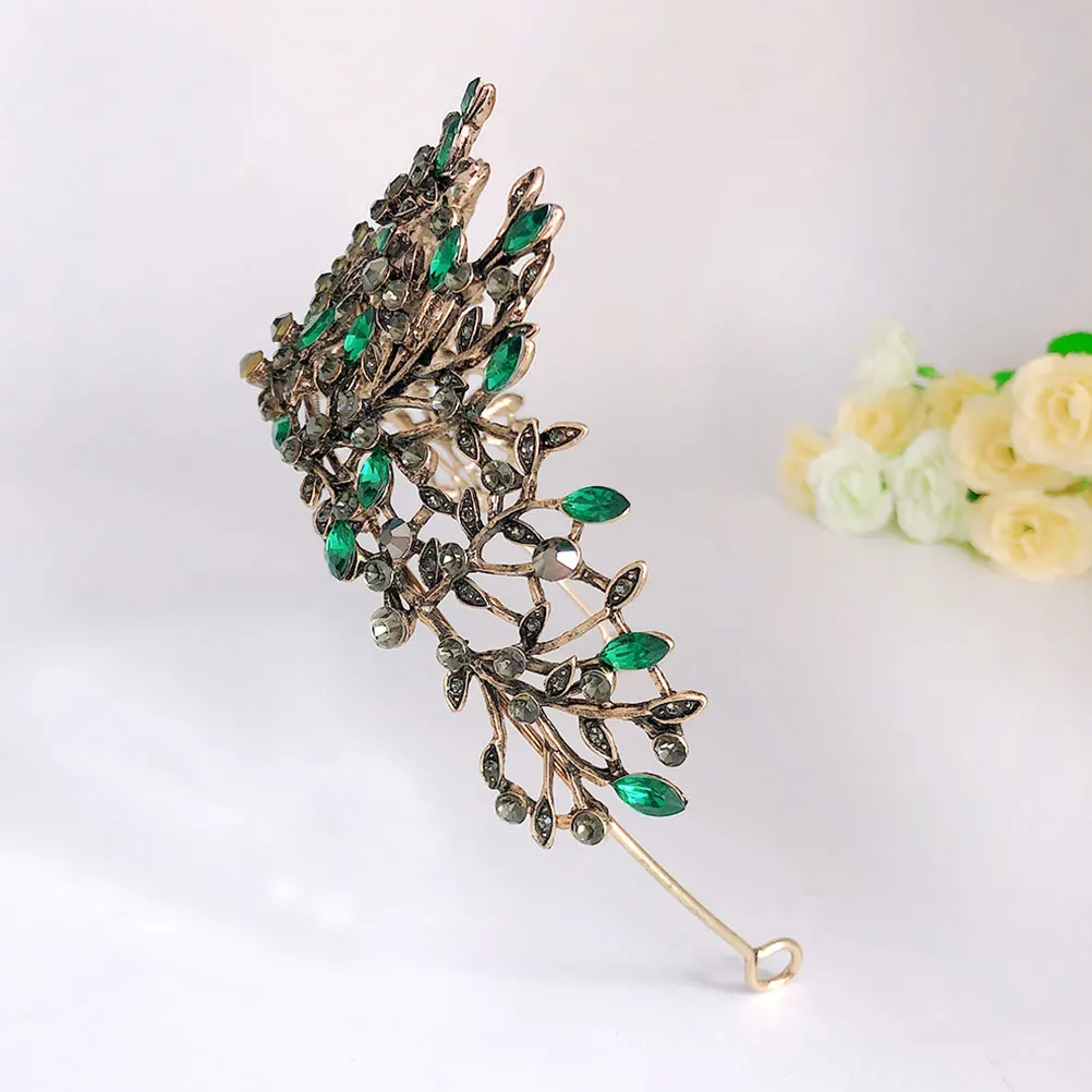 

Rhinestone Crown Bridal Decor Accessories Girls Wedding Dress Jewelry Bride Tiara Baroque Leaves Hair Tool Retro Leaf