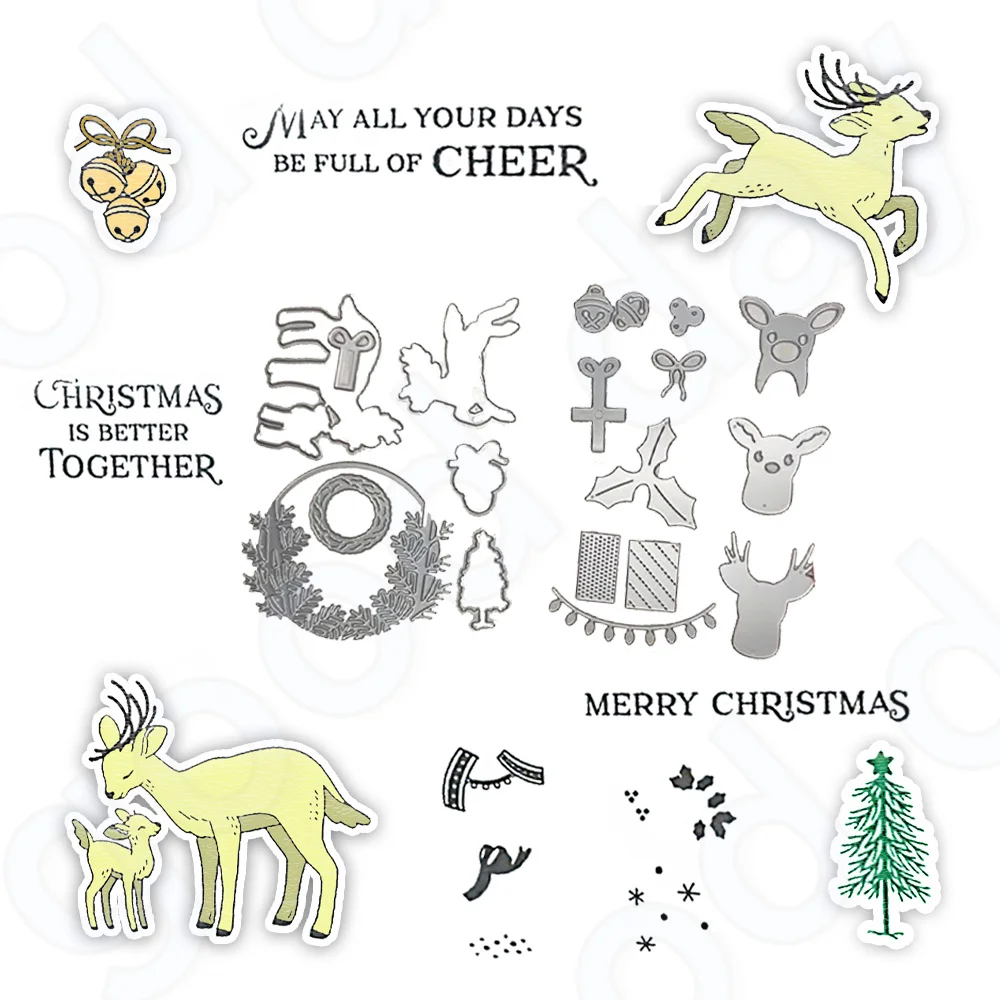 2024 New Christmas Metal Cutting Dies and Clear Stamps Set for DIY Birthday Card Making Perfect Scrapbooking Arts Crafts