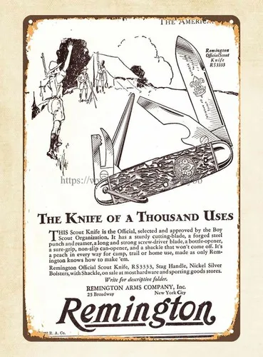 1930 Remington scout knife metal tin sign modern bedroom ideas