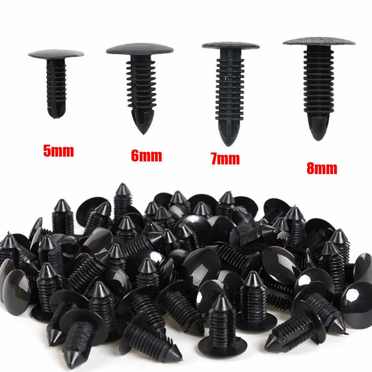 80Pcs 5-8mm Car Body Push Pin Rivet Trim Panel Fastener Clip Mouldings Assortment Plastic Rivet Bike Fairing Trim Clips Home DIY