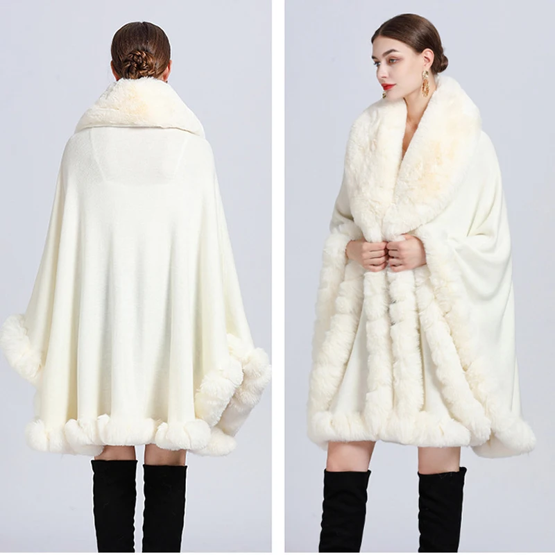 Imagem -02 - Elegante Artesanato Faux Fur Cabolsa Longo para Mulheres Guarnições Completas Capa Outerwear Cardigan Gola Virada para Baixo Malha Outono Inverno Capa Cabolsa 16 Cores