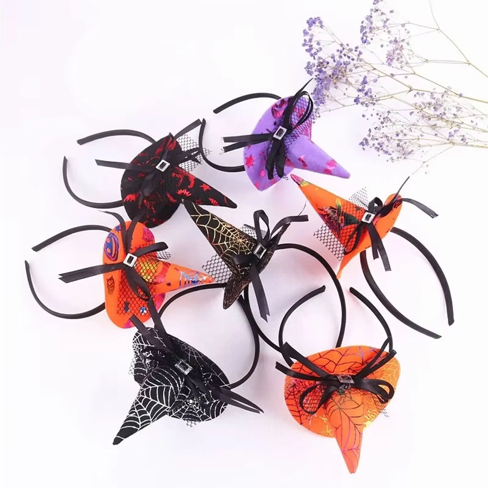 Witch Headband Halloween Skull Headband Pumpkin Witch Hat Headwear For Women Girls Party Gifts Hairband Cosplay Hair Accessories