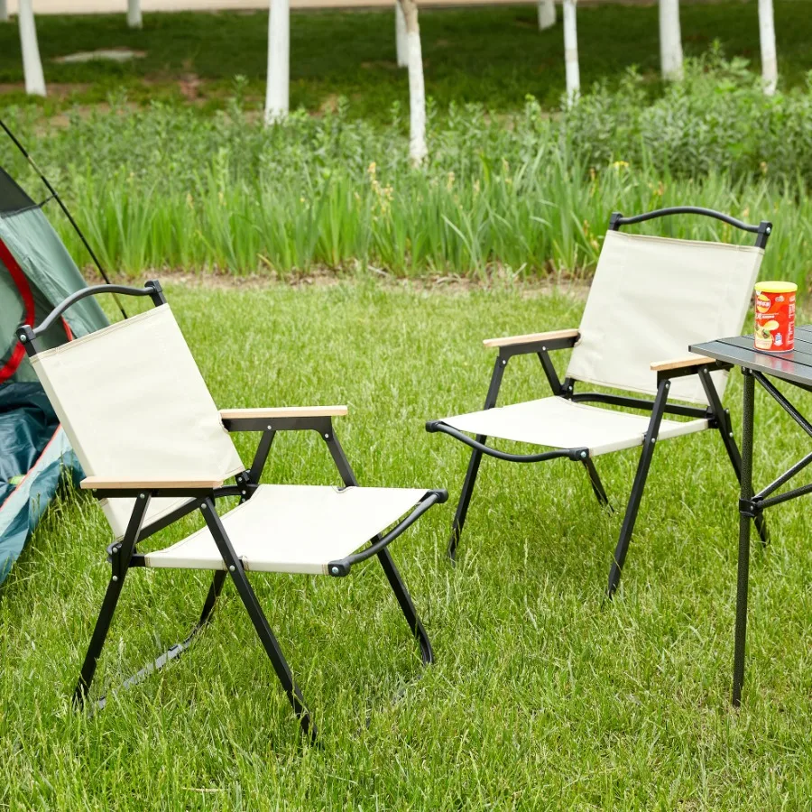 

2piece Folding Outdoor Chair for Indoor Outdoor Camping Picnics Beach Backyard BBQ Party Patio Beige