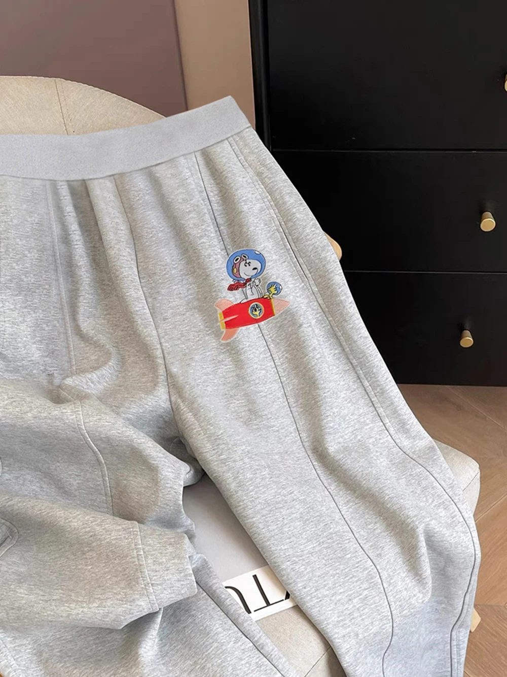 Rétro doux dessin animé imprimé taille haute pantalons décontractés hommes printemps automne Faion mince ample polyvalent sport jambe large pantalon