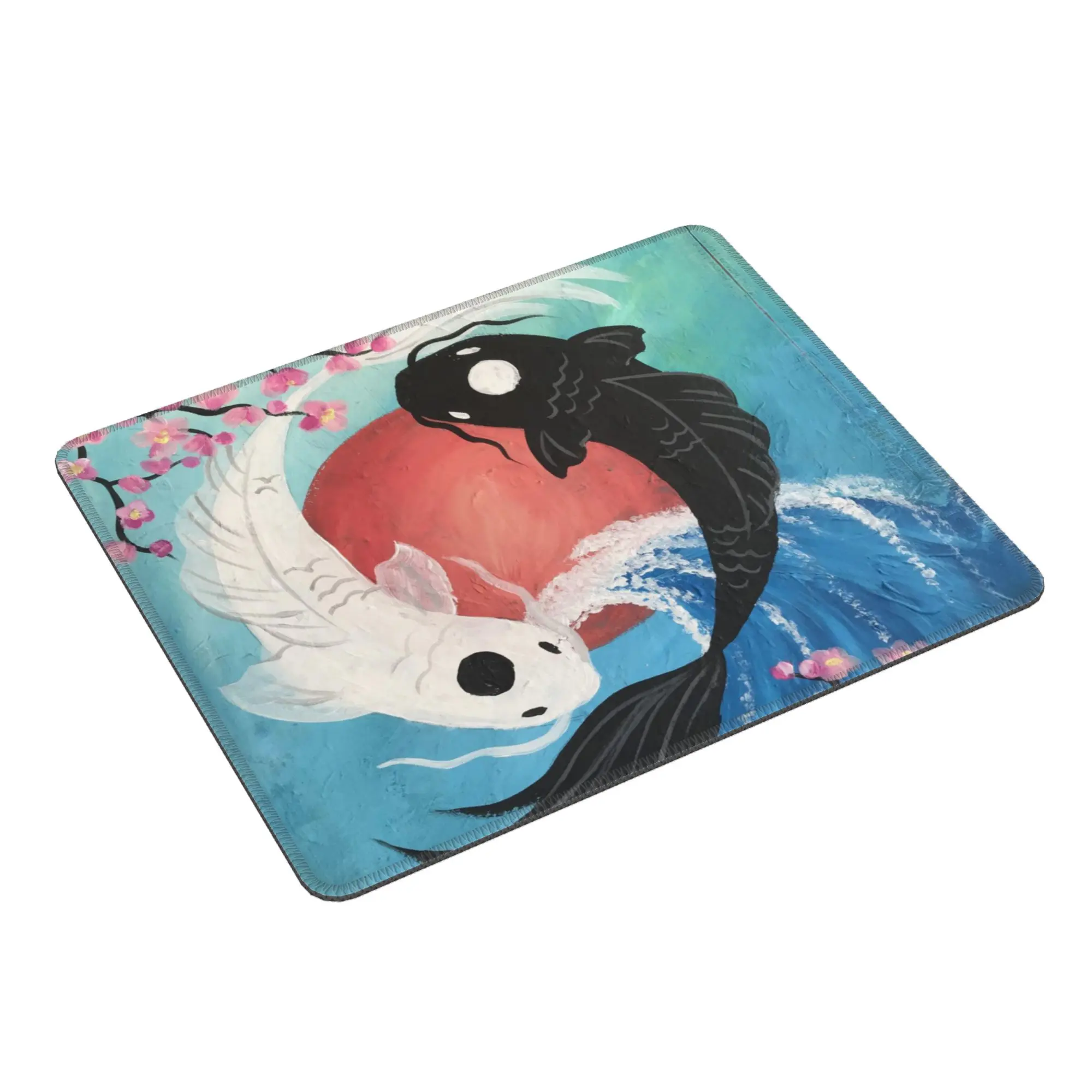 Visual Art Yin-Yang Koi Design Mouse Pad Computer Keyboard Mouse Mat Gaming PC Laptop Desk Mat Office Accessories Table Mats