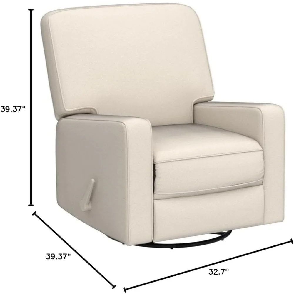 Swivel Rocker Recliner Chair, Glider Rocker Recliner, Rocking Chair Nursery, Fabric Chair with High Back, Deep Seat