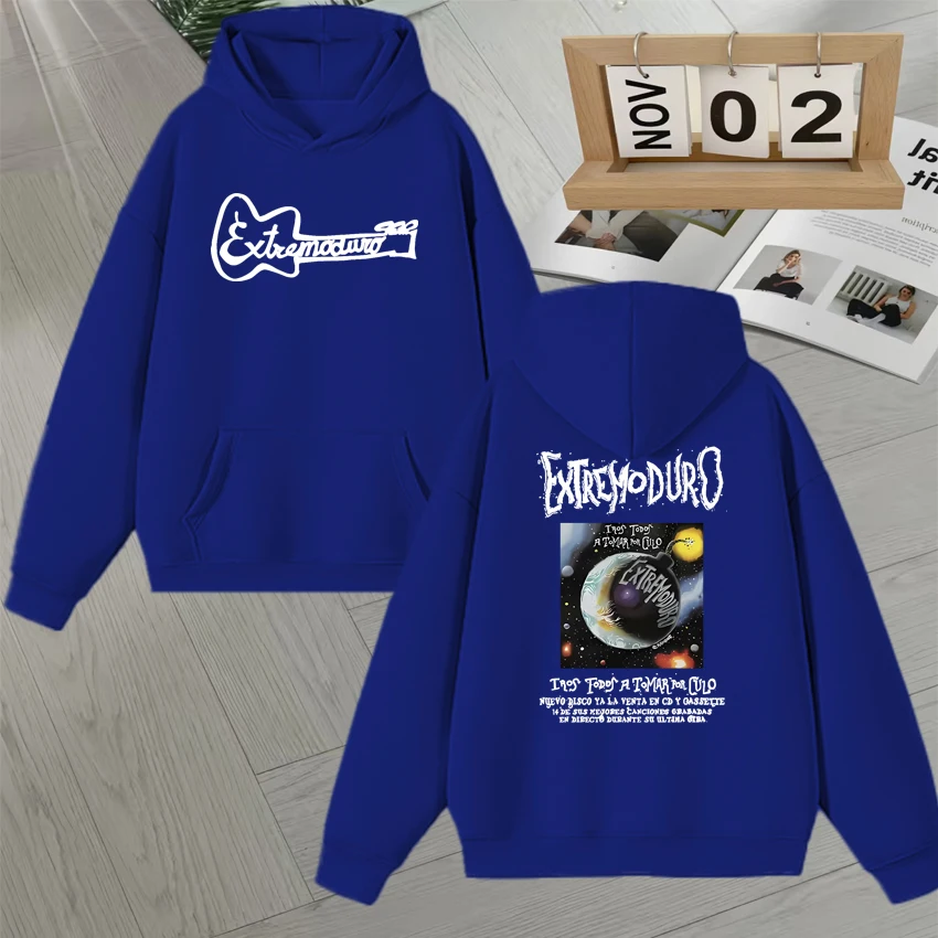New Rock Band EXTREMODURO Tour Hoodies Fleece Men Women Autumn Winter Double Sided Print Sweatshirt Long sleeve Unisex Pullovers