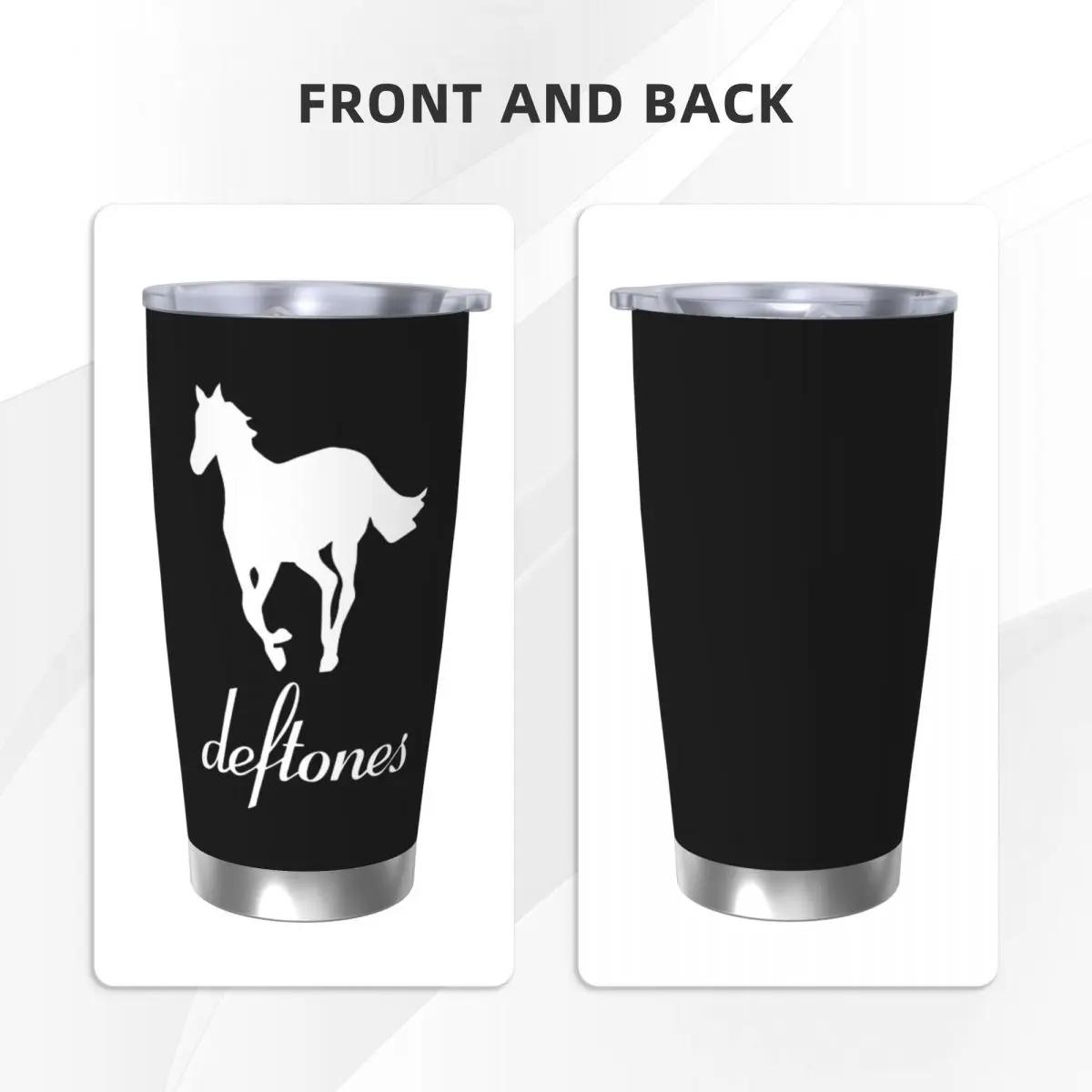 Running Deftones Metal Punk Insulated Tumbler with Straws Lid Vacuum Thermal Mug Office Home Thermos Bottle Cup, 20oz