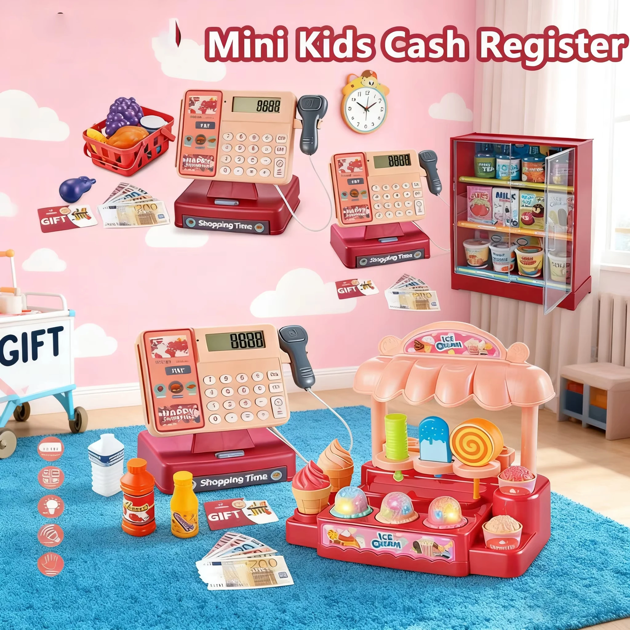 

Игрушки для кассира, детский кассовый аппарат, ролевые игры, головоломка, игровой игрушечный дом, имитация супермаркета, наличные, электрический набор игрушек для родителей и детей