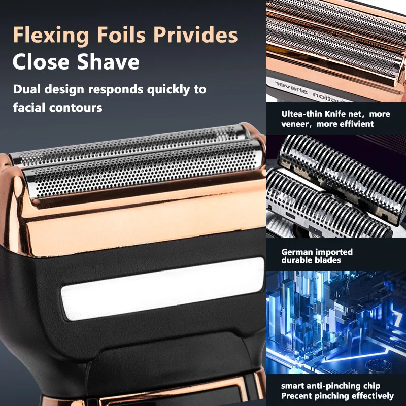 WAIKIL-Barbeador elétrico masculino profissional, aparador de pêlos, barba Clipper cabelo, carregamento USB, ferramenta de aparador sem fio, 3 em 1