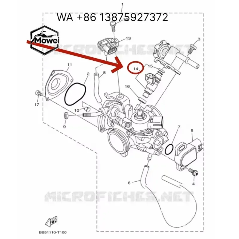 Wmwmnu Fuel Injector Assembly for Kodiak 450 2018-2024 ATV Parts Accessories BB5137610000 Replacement