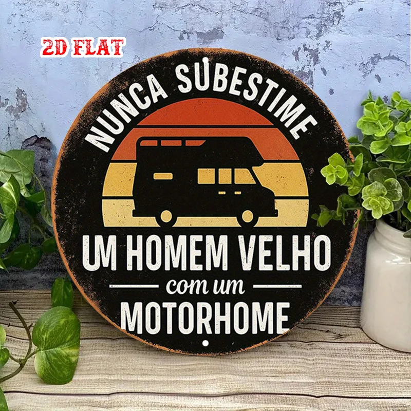 2D Flat, Road Trip- Vintage Camper Rustic Metal Wall Art, Metal Wall Decor, Wall Decor Signs for Home, Garage, Dining Room, Cafe