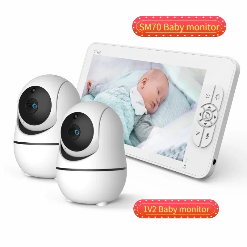 7 Inch Baby Monitor with Camera Wireless Video Nanny  HD 720P Security Night Vision Cry Alarm Temperature Monitoring SM70