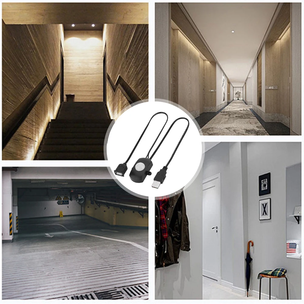 DC 5-24V USB Body Infrared PIR Motion Sensor Switch Human Motion Sensor Portable Detector Switch for LED Strip Light Automatic