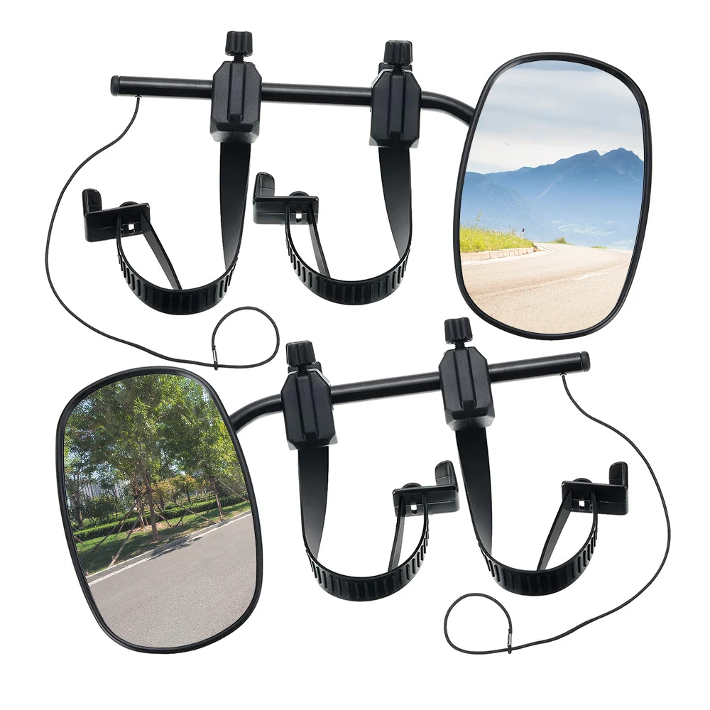 2Pcs Universal Towing Mirrors Tow Mirror Adjustable Clip-on Rectangle Shape Side Mirror For Caravan Trailer Car Rear View Mirror