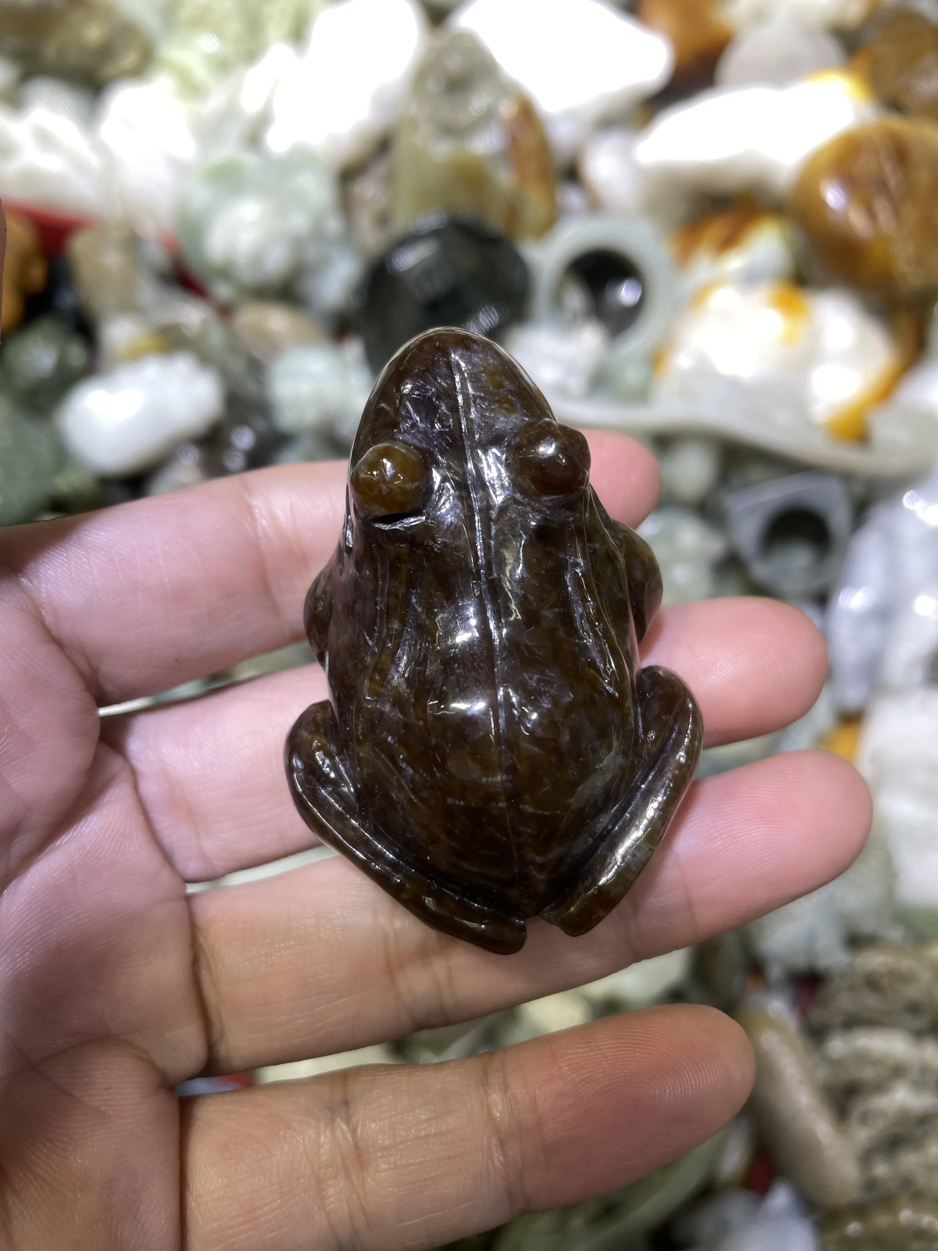 

Big Treasure Chinese Vintage Hetian Old Jade Money Toad Fortune Frog Display Totem Statue Carving Amulet Timestown