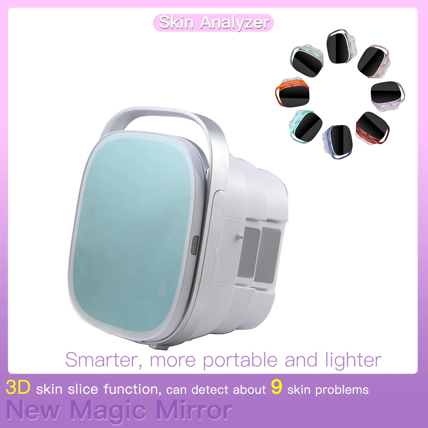 3D Smart Portable Face Test Dermatoscope Moisture Analyzer Skin Microscope Face Scanner 8 Colors