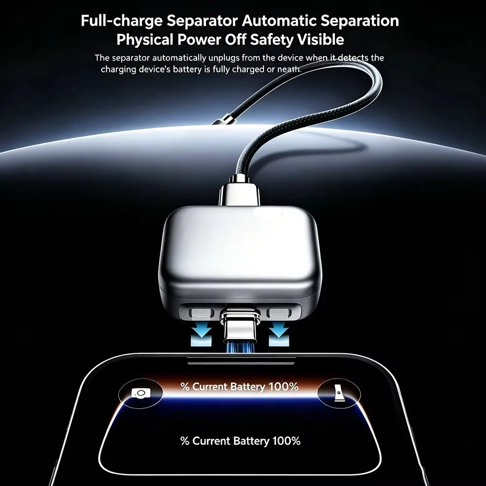 Universal Auto Disconnect Charger Adapter Type-C Charging Separator With Full Charge Auto Cut Function