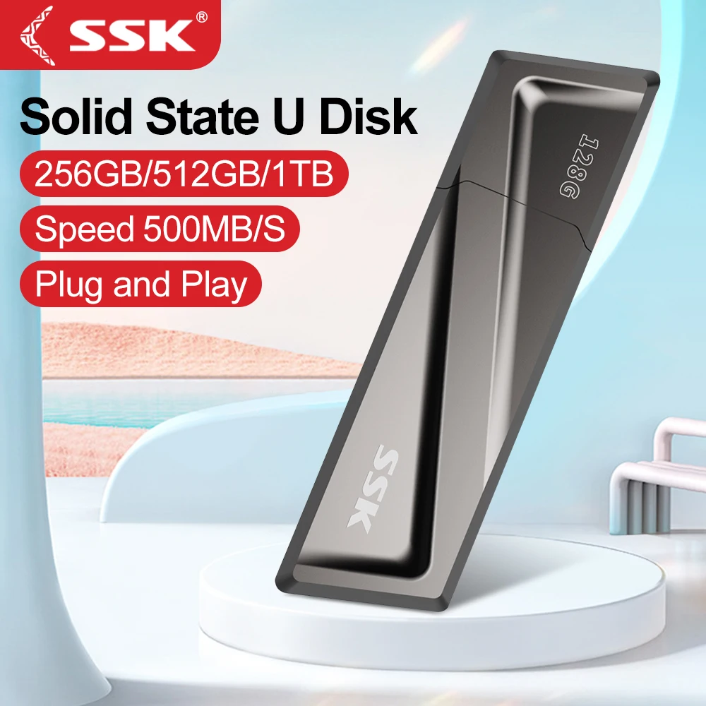 SSK USB-флеш-накопитель USB-накопитель 550 МБ/с Внешний твердотельный накопитель Портативный мини-флеш-накопитель Memory Stick для MacBook/ноутбука