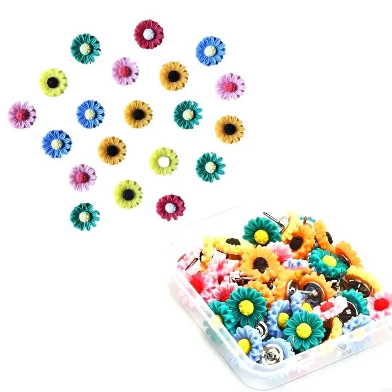 20/30pcs 꽃 머리 푸시 핀 장식 썸 코르크 코르크 게시판 엄지 압정 Y3nd