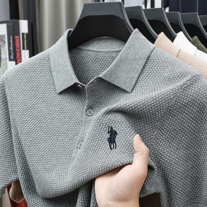 

T-shirt Men's Lapel Spring and Autumn 2026 New Item Pineapple Patterned Polo Shirt Pure Cotton Men's Short Sleeved Shirt