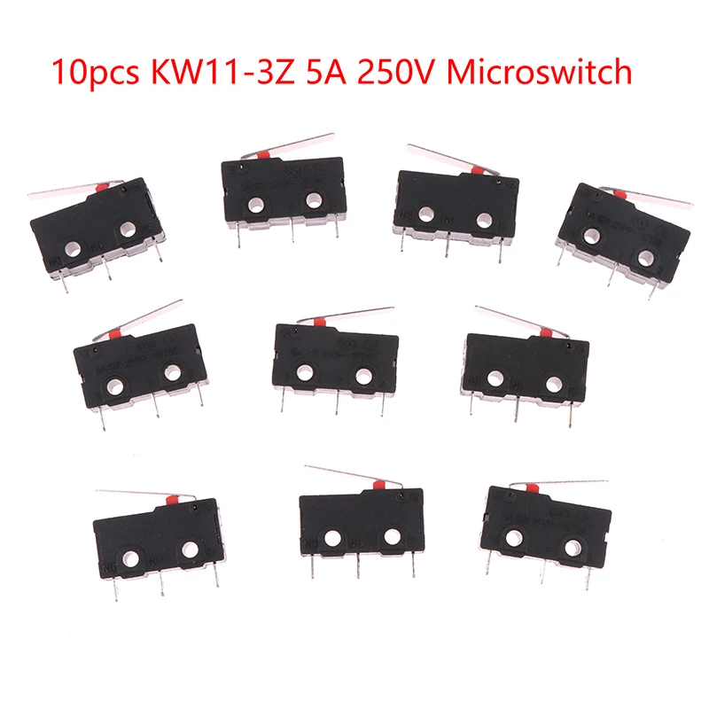 10Pcs Tact Switch KW11-3Z 5A 250V Microswitch 3PIN Limit Switch Buckle Roller Arc lever Snap Action Push Micro switches