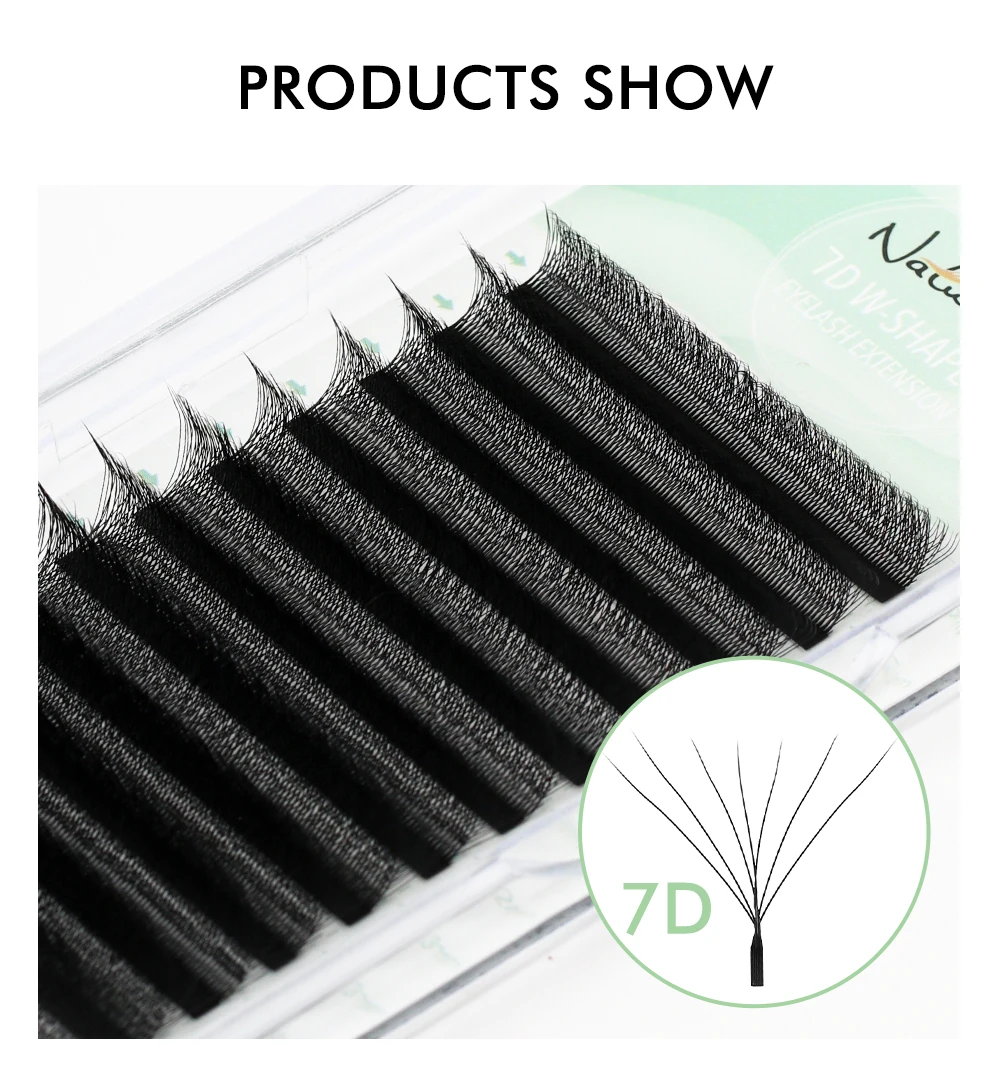 NATUHANA W-Form Vorgefertigte Volumen-Wimpernverlängerungen 5D-8D Weiche Faux-Nerz Natürliche Salon-Wimpern – Detail 14