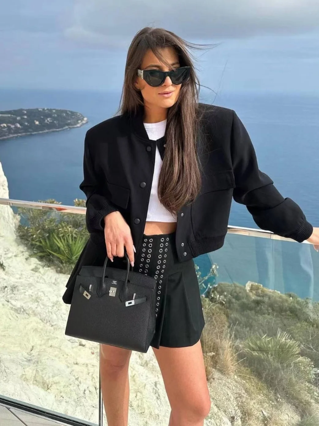 

Spring Autumn New Sle WMXZ 29230 Loose Versatile Slimming Pilot Jaet Coat with Large kets for Women Commute Sle