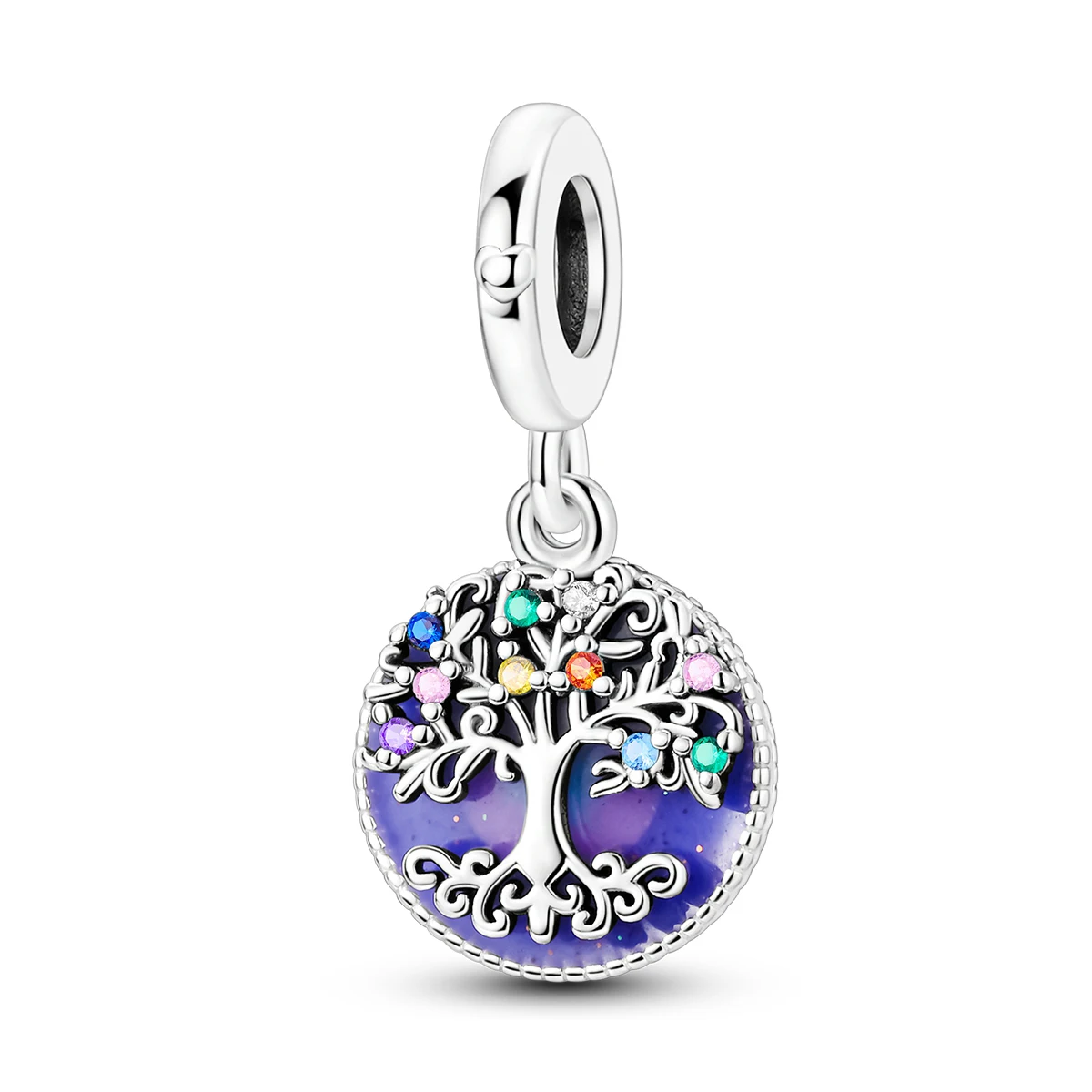 925 Sterling Silver Colorful Tree of Life Family Pendant Charms Beads Fit Bracelets DIY Party Decoration Gifts Jewelry Accessory