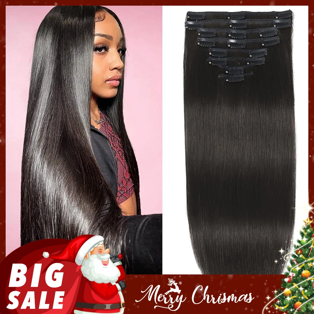 Hair Extensions Straight Clip in Hair Extensions Soft Black Hair Extensions 12-18 Inches Thick Hair Extensions Clip