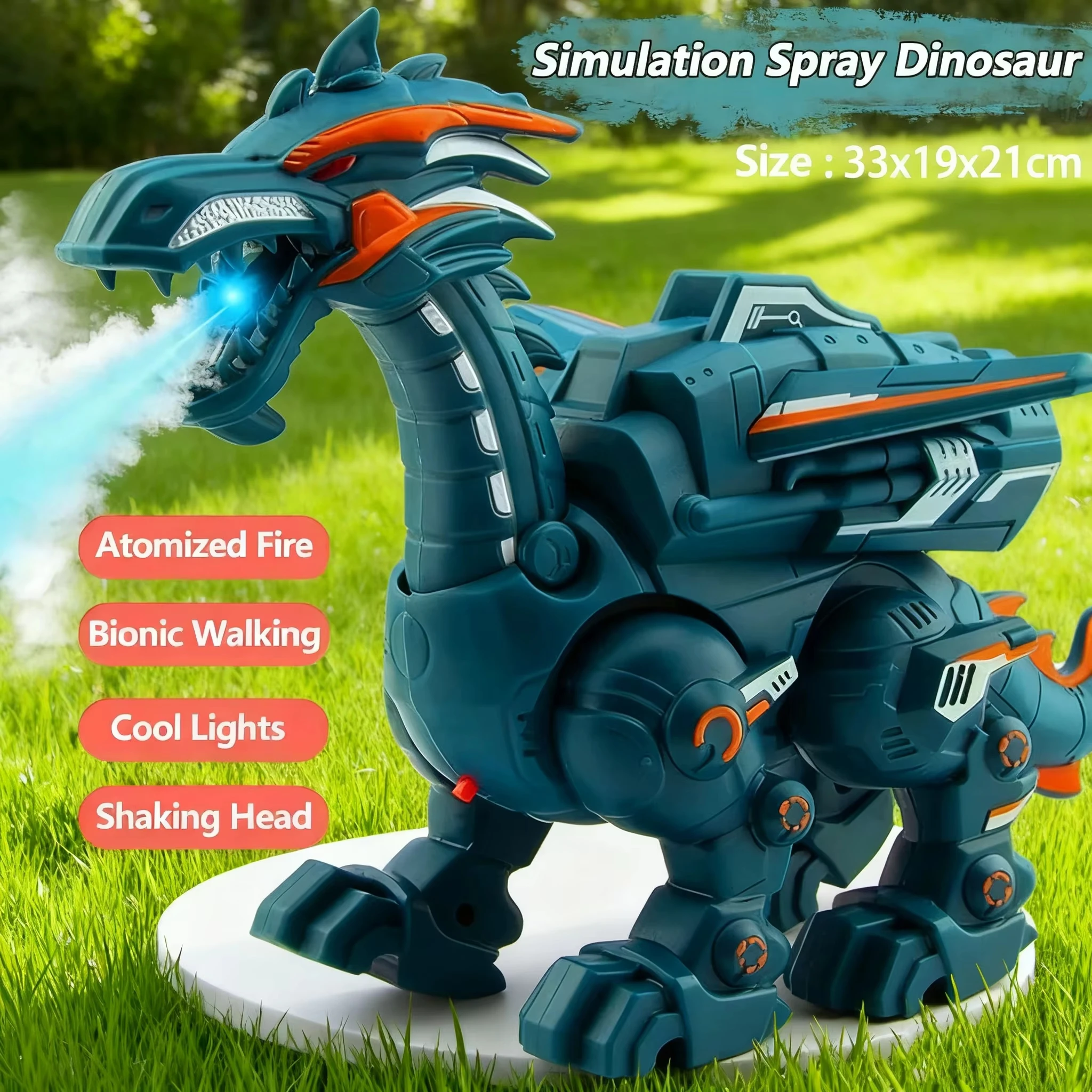 Mechanical Dinosaur Simulation Fire Spray Cool Lights Children Entertainment Toys Electric Walking Dinosaur Model Toys for Boys