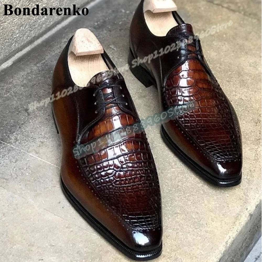 

Business Crocodile Skin Cross Tied Pointy Men Pumps Flats Party Shoes For Men Slip On Banquet Fashionable Catwalk 2026 Men Pumps