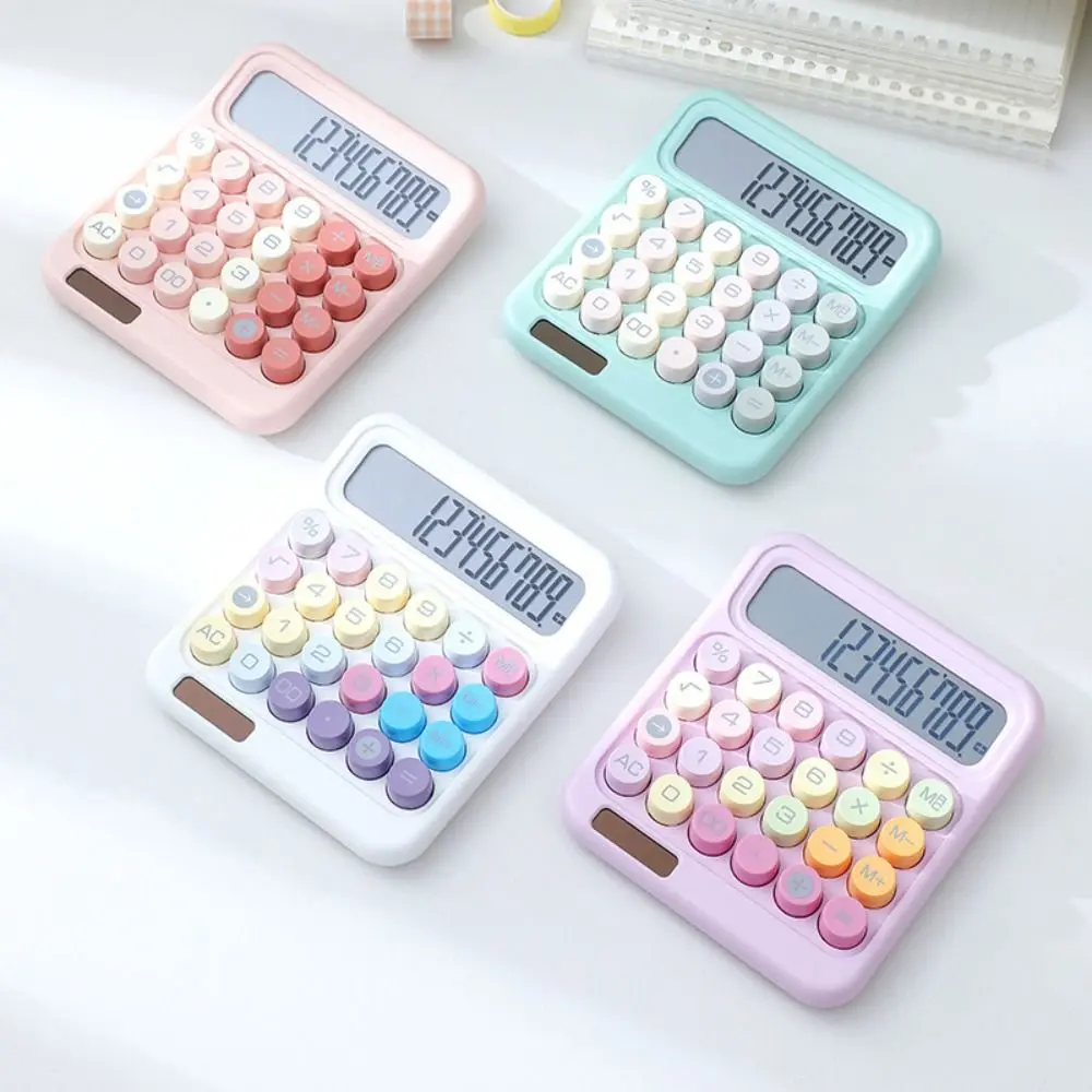

Large LCD Display Mechanical Calculator High Sensitivity Button Big Round Button Desktop Calculator High Beauty Candy Colored
