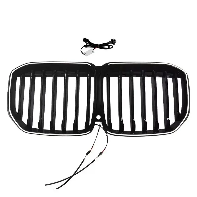 

Suitable for 2019 To 2022 For BMW X7 G07 One & Double Style With LED Light Lamp Grille Racing Grill Car Upper Bumper Hood Mesh