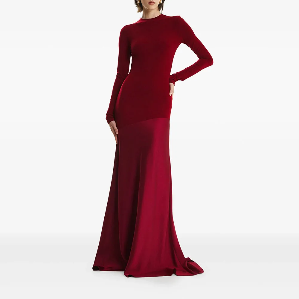 

Customized Red O-Neck Evening Dresses Elegant Formal Occasion Jersey Prom Gowns 2025 Mermaid Floor Length Prom Dresses