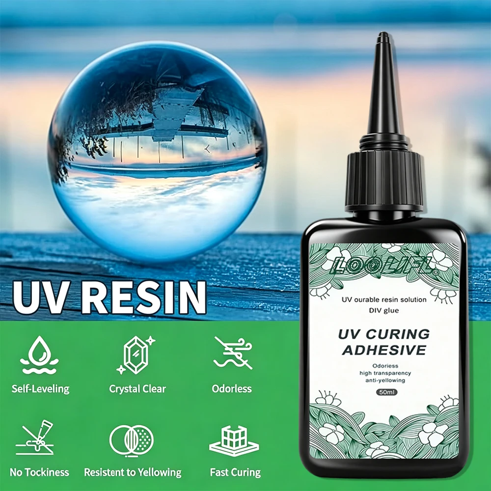 UV Curing Adhesive Crystal Clear Odorless Anti Yellow Self‑Leveling Fast Cure Resin Glue For DIY Jewelry Making  Ornament Repair
