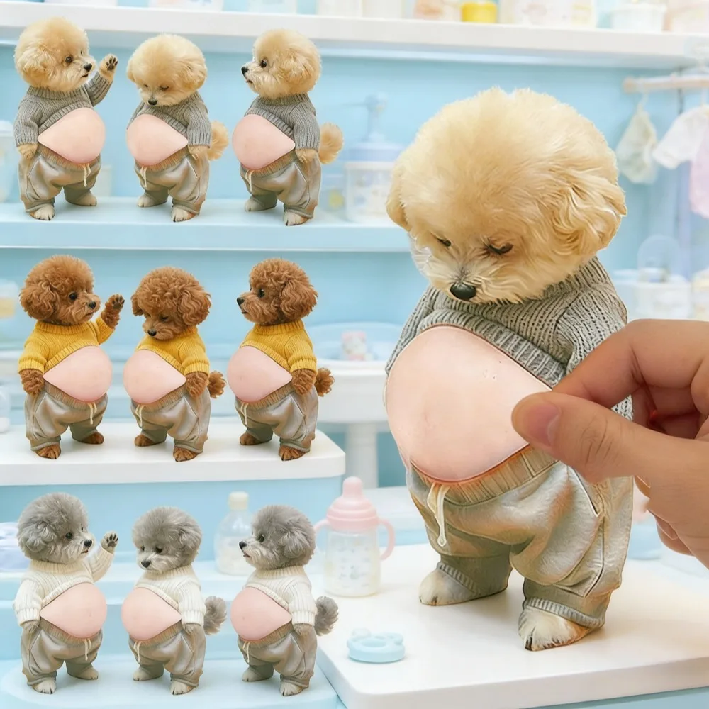 2/3PCS 3D Teddy Dog Belly Stickers Cute Puppy Wearing Outfit Silicone Self-Adhesive Stress Relief For Home Decor And Phone 2026