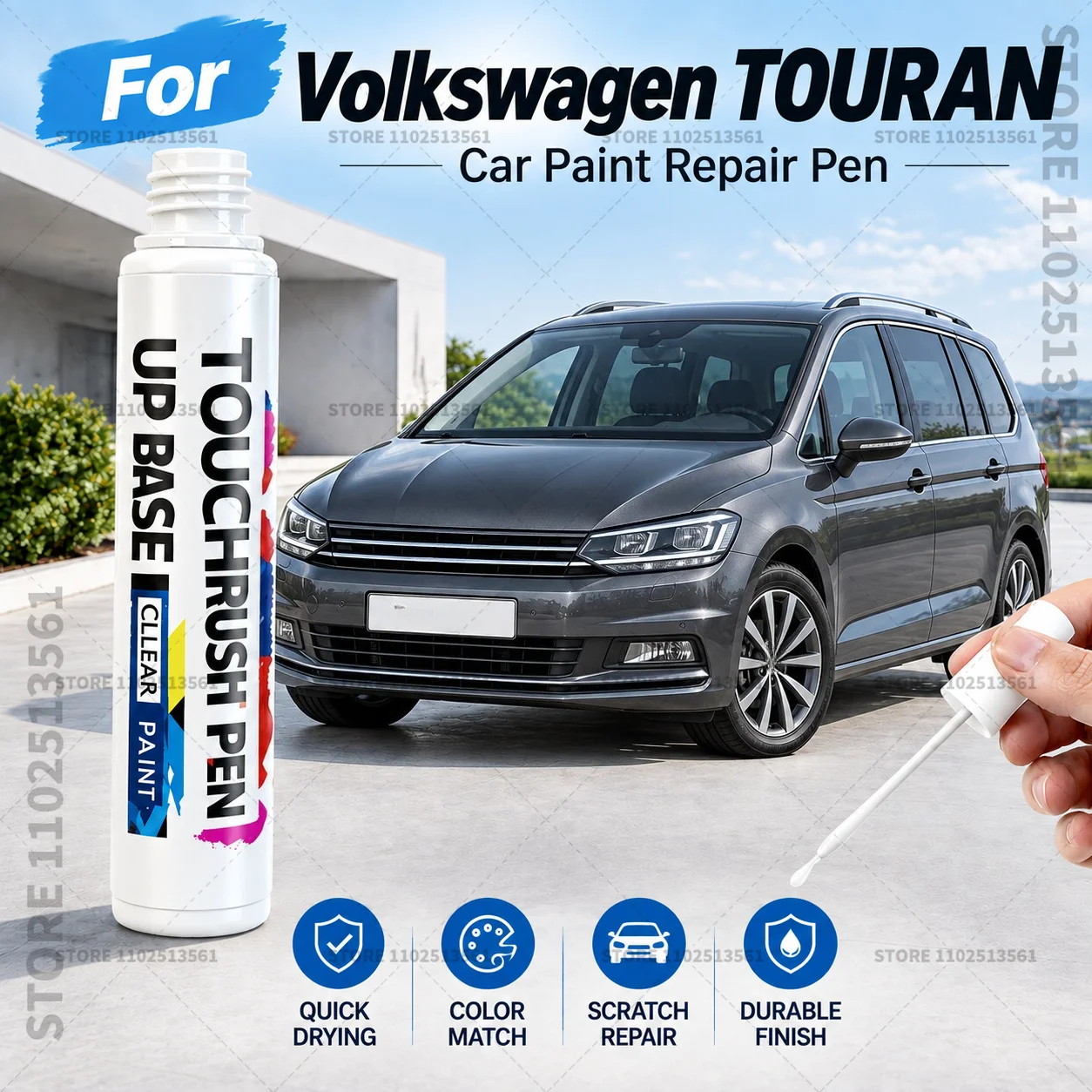Car Scratch Repair Paint Pen Automotive Touch Up Pen Quick Dry Brush For Vehicle Paint Damage Repair For Volkswagen TOURAN White