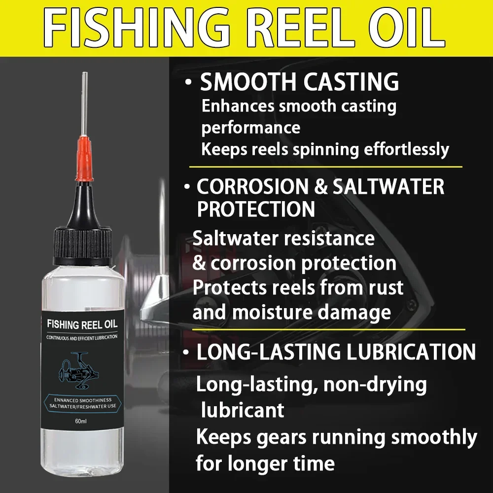 60ml Fishing Reel Oil with Precision Needle Reel Lubricant for Smooth Casting and Corrosion Protection Saltwater Freshwater Use gallery 2