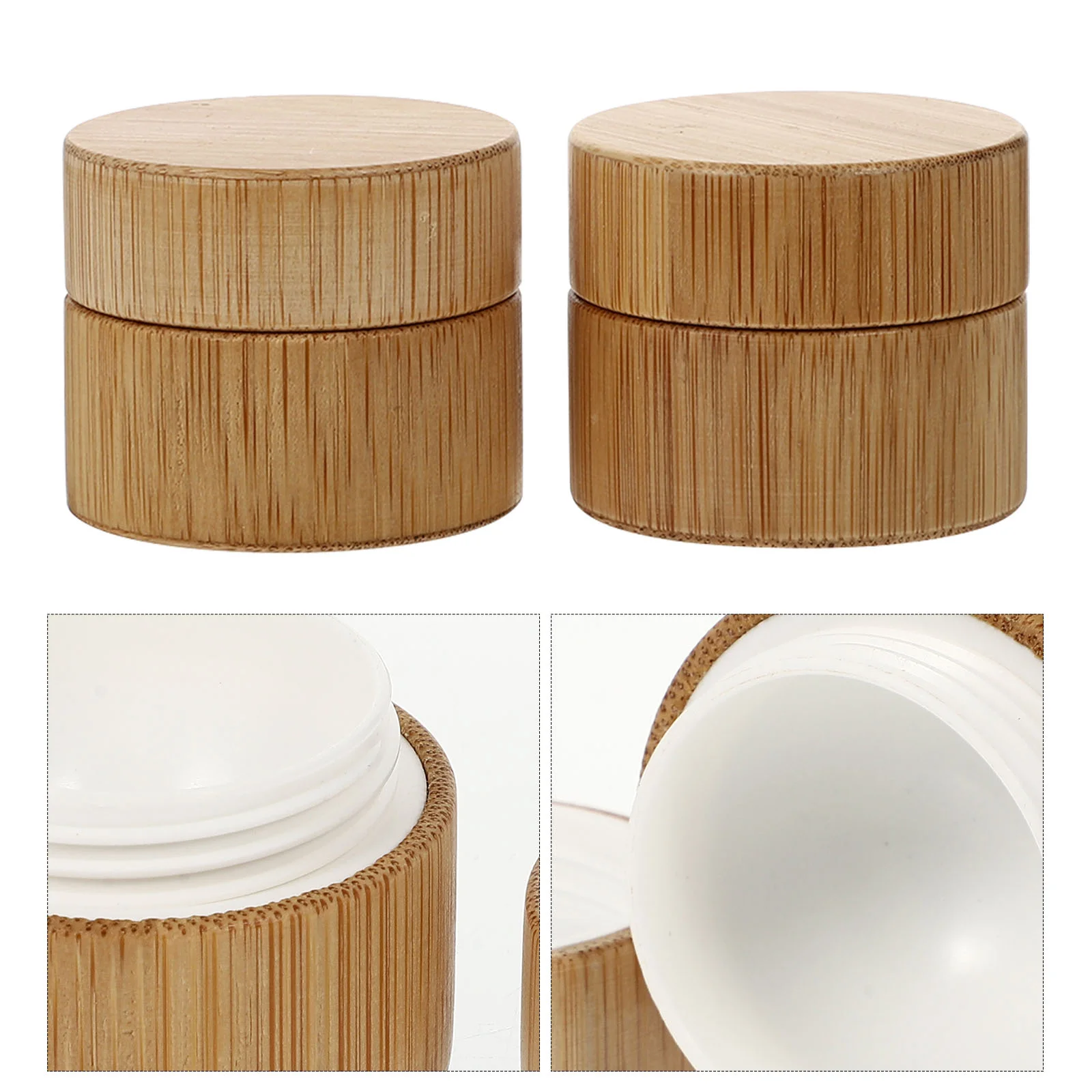 2 Pcs Bamboo Cream Jar Empty Cosmetics Bottle Face Sub Container Pp Portable Holder Travel