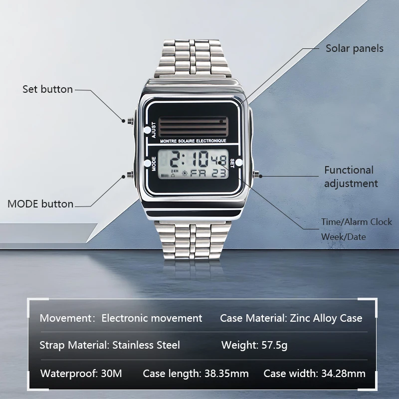 Jinrong 0732 solar charging man's digital electronics watches more than 720 days reloj hombre Led Watch waterproof to 30 Bar